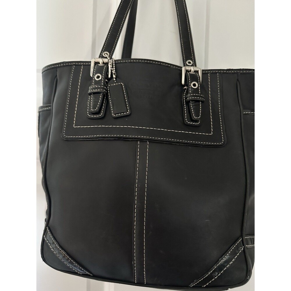 Coach Vintage Leatherware Black Leather Tote Shoulder Bag #F10412